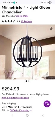 Lámpara de araña moderna Globo 4 luces negro mate 24" Foto 1 de 4