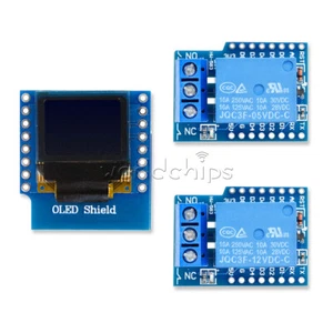 WeMos D1 Mini 5/12V 1CH Relais Shield 0,66 Zoll OLED I2C für ESP8266 WiFi Arduino - Bild 1 von 45