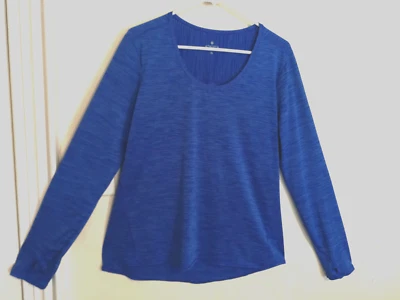 Camisa Athleta Mujer XL Azul Entrenamiento Manga Larga Top Atlético Gimnasio Correr Deporte Foto 1 de 4
