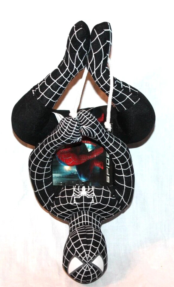 NEW WITH TAG 2006  Black Spiderman 3 Toy Factory Hanging Upside Down 12" Plush - Image 1 of 1