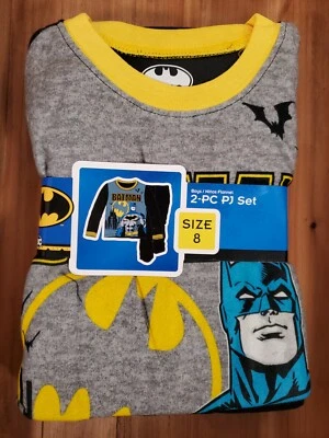 DC BATMAN Pajamas Set 4/5 & 8 Flannel PJ's Boys 2 pc NEW - Image 1 of 4