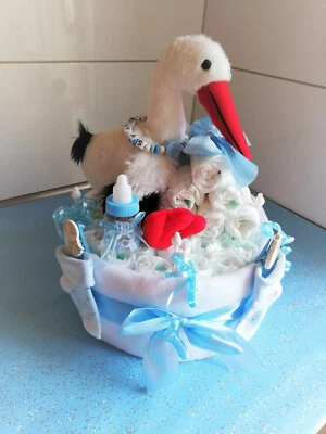 BABY-TRAUMLAND Windeltorte ♥ Klapperstorch ♥ Geburt Taufe Babyparty Junge