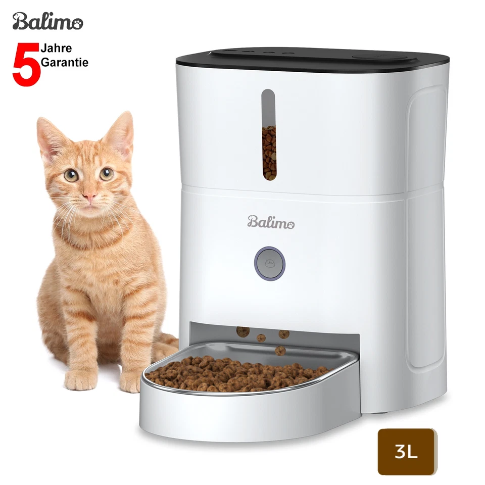 Balimo Automatischer Futterspender Futterautomat Katze Hund Feeder mit Timer 3L