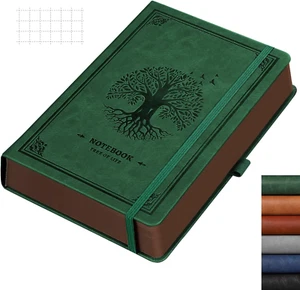Notizbuch A5 Kariert Dickes Raster Notizbuch Leder Hardcover 320 Seiten 100Gsm K - Bild 1 von 6