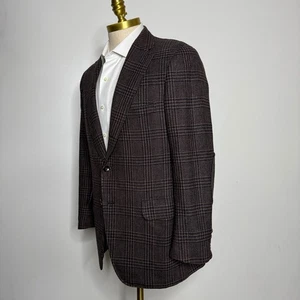 Norman Hilton Men's Brown Glen Plaid Sport Coat Blazer Made in USA Size 40R - Picture 1 of 11