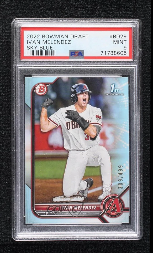 2022 Bowman Draft Sky Blue /499 Ivan Melendez #BD-29 PSA 9 MINT - Image 1 of 2
