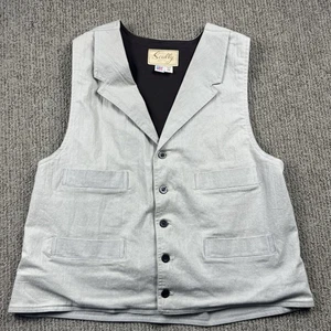 Scully Mens M Button Canvas Vest Cotton Blend Stretch Pockets Beige USA Cowboy - Picture 1 of 8