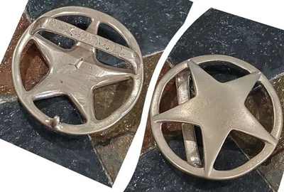 Hebilla de cinturón vintage años 70 See Shell Star LATÓN MACIZO Boho Western vaquero Foto 1 de 3