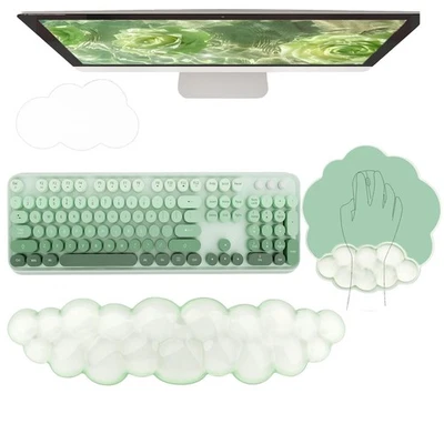 Gel Cloud Wrist Rest Keyboard Clear Green Mouse Pad with Wrist Rest Set 3PCS ... - Image 1 of 4