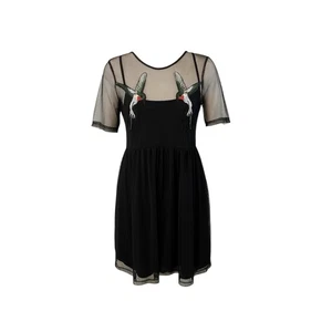 Vestido Potter’s Pot Negro Talla M Malla y Slip Bordado Colibrí Vestido EE. UU. - Imagen 1 de 12