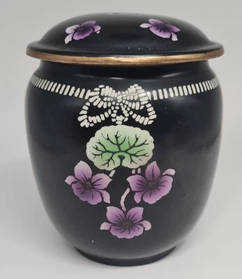 Shelley antique 8178 Violette 1920s hair tidy or vanity pot violets flowers 4" - Image 1 of 4
