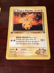 Tenente Surge's Pikachu - 84/132 - Carta Pokemon Sfida Palestra Illimitata WOTC LP - Foto 1 di 2