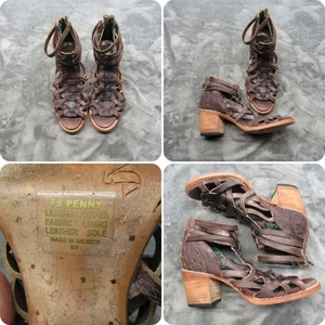 Freebird Penny Sandals Womens 9 Brown Gladiator Leather Strappy Open Toe - Picture 1 of 20