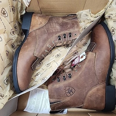 Ariat Womens Boots Size 8.5 M HERITAGE Lacer 33525 NEW Distressed Brown Roper 6" - Image 1 of 4