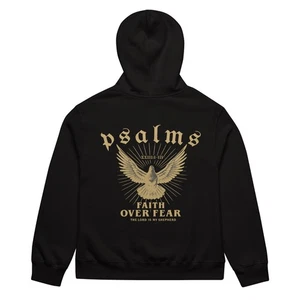 Faith Over Fear Christian Hoodie, Psalm 23 Oversized Hoodies Men Women S - 3XL - Picture 1 of 21