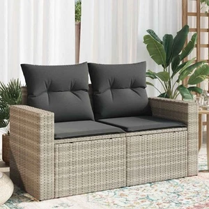 Patio Sofa with Cushions 2-Seater Modular Couch Loveseat Poly Rattan vidaXL - Picture 1 of 96