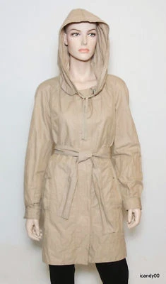 Nuevo Top Parka Impermeable Tahari CANDACE Gabardina con Capucha ~ Sand Dune/Tostado *M Foto 1 de 4