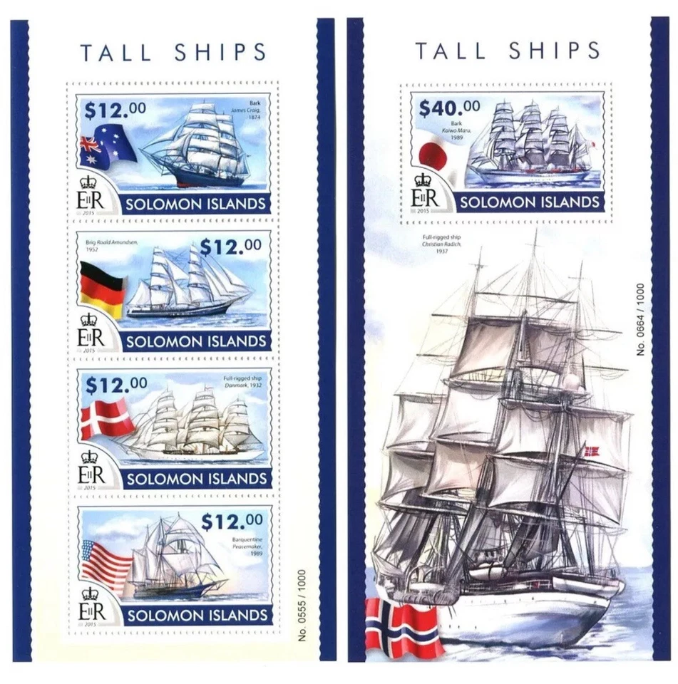 Sailing Ships / Boats - stamps Solomon Island - Timbres - MNH** - SN. - Image 1 of 1