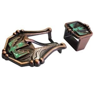 Antigua hebilla de caballo occidental Hilason de 3/4" concho y guardián cobre turquesa antigua - Imagen 1 de 7