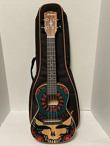 RARE Limited Edition Alvarez GDU26C GRATEFUL DEAD Remix Skull UKULELE w/Case - Picture 1 of 24