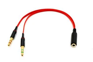 Audio Y Kabel 20 cm Stereo AUX Klinke 3,5 mm Buchse zu 2x Stecker flach Adapter - Bild 1 von 4