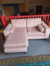  sofa with lounger velvet blush seats 3-excellent condition
