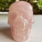 361G poudre de quartz rose naturel crâne cristal sculpté à la main