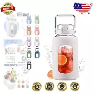 Large Capacity 2.5L Glass Water Jug with Motivational Marker & Wide Mouth Design - Picture 1 of 9