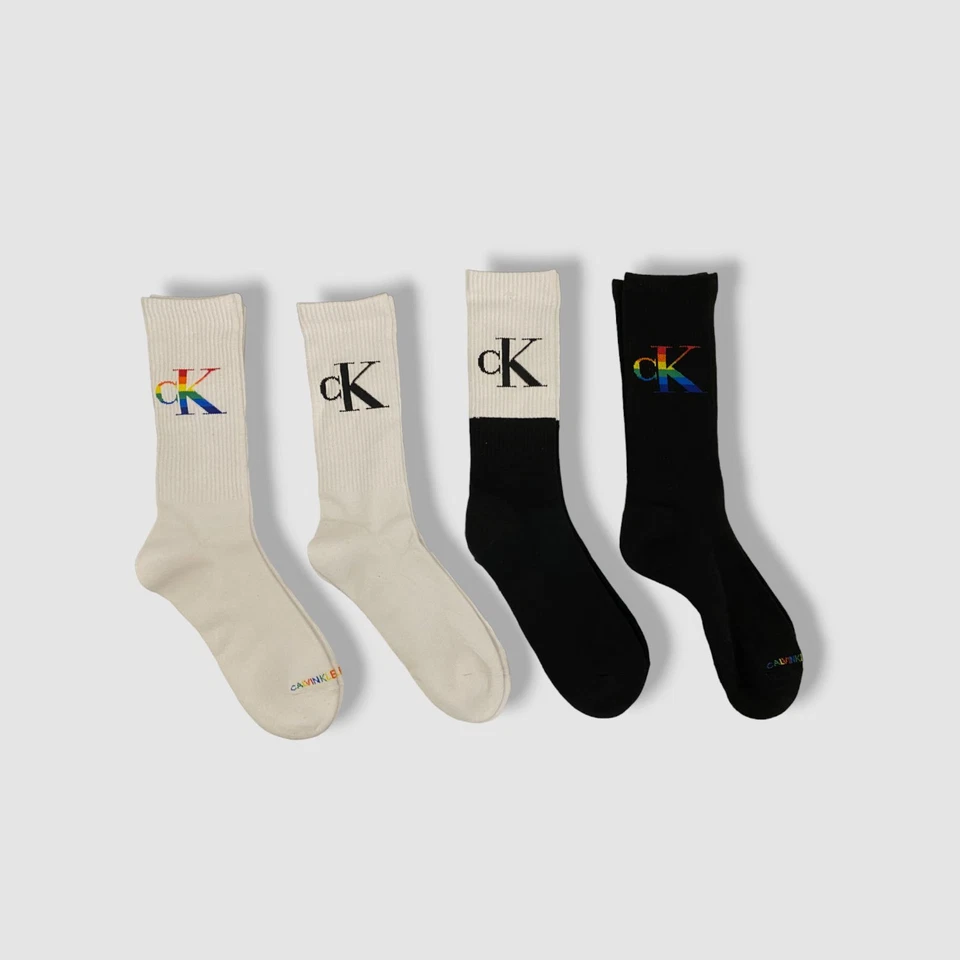 $27 Calvin Klein Men's 4-Pair Pack Black White Athletic Crew Socks Shoe 7-12 - Image 1 of 1