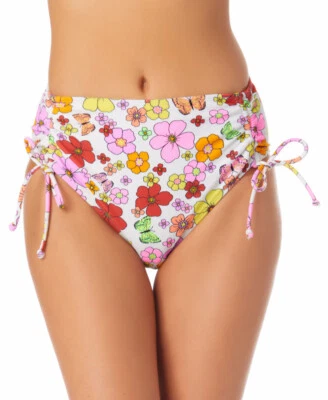 California Waves Women's Juniors Cinch-Side Bikini Bottoms (Floral Print, M) - Image 1 of 2