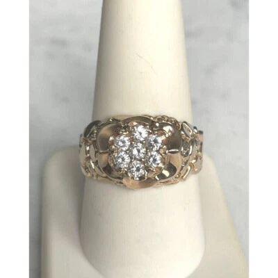 ANILLO SELLO PEPITA CIRCONITA CIRCONITA DIAMONIQUE ORO AMARILLO Y HOMBRE TALLA SKY Foto 1 de 4