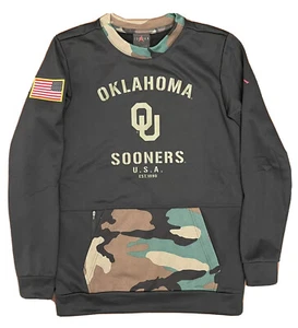 NIKE OKLAHOMA SOONERS MENS BLACK MILITARY LONG SLEEVE SWEATSHIRT - Picture 1 of 12