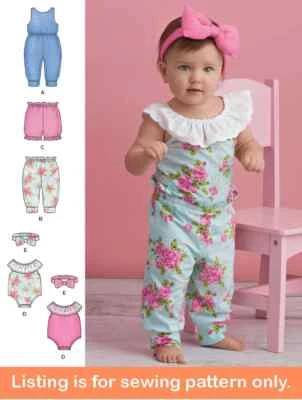 SIMPLICITY 8933 ROMPER PANTS SHORTS Child's Sewing Pattern Sizes XXS-L - Image 1 of 3