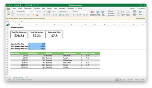 Mileage Logbook Tracker Template for Microsoft Excel & Google Sheets - Picture 1 of 4