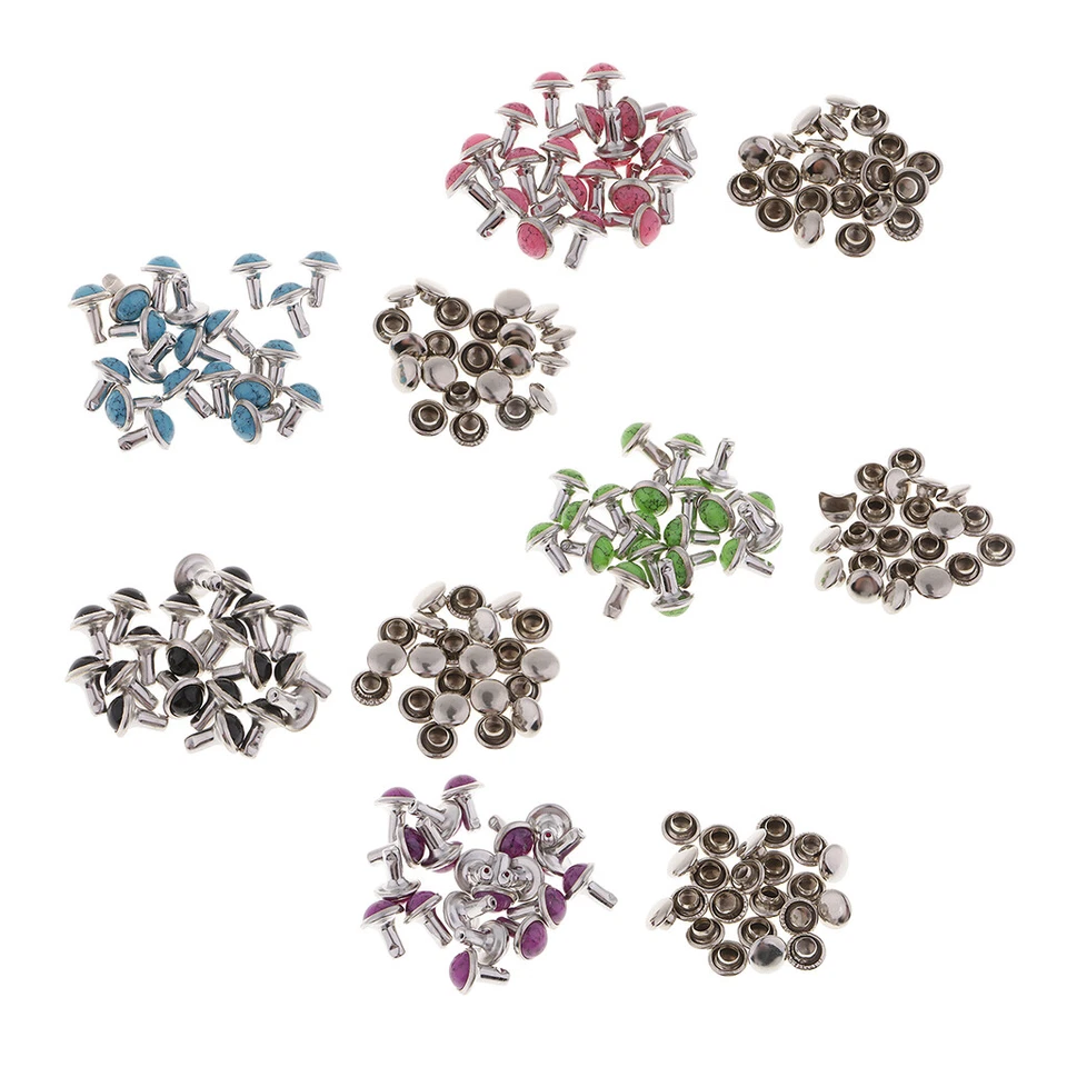 Prettyia 20 Sets LeatherCraft Turquoise  Rivets Studs Beads Buttons 7mm - Image 1 of 1