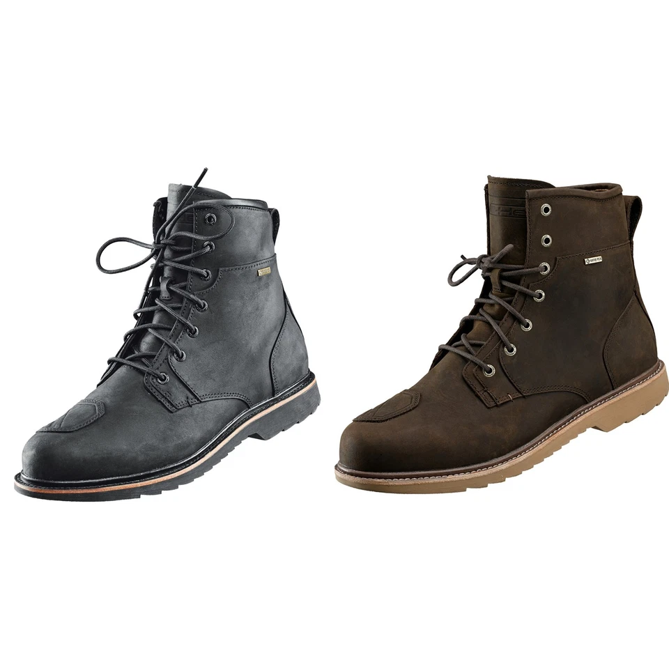 Hero Saxton GoreTex Motorcycle Boots Waterproof Retro Leather Chopper Biker - Imagem 1 de 1