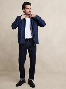 Men's Banana Republic Straight Fit Traveler Jean in Dark Wash Size 31 x 34 ~ NEW - Picture 1 of 13