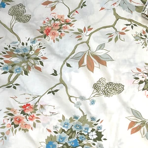 Vintage Fieldcrest Full Flat Sheet 2 Pillowcases Set Blue Coral Floral Percale - Picture 1 of 9