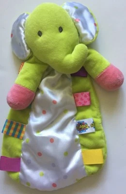 Difícil de encontrar/raro Taggies Verde Elefante Rosa Lunares Satén Manta de Seguridad/Lovey  Foto 1 de 4