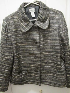 Chico's Women’s Size 2 Size Large Coat Jacket Lined Collared Button Down - Picture 1 of 8