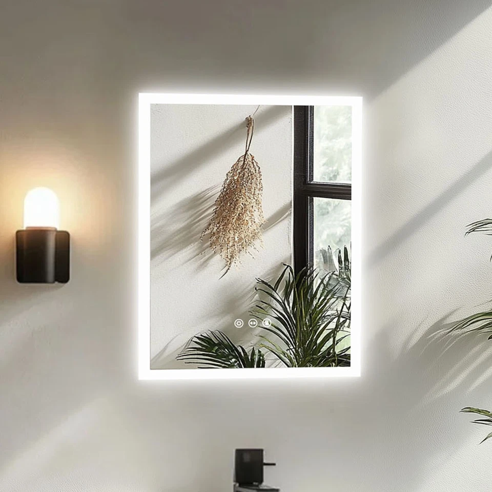 LUVODI 500x400mm Smart Touch Switch Bathroom Mirror LED Lighted Anti-Fog Light Changing