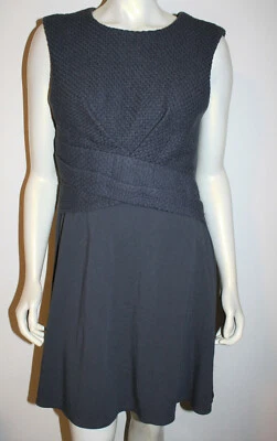 Bailey 44 Gray Dress L Knit Lace Top Pleated Waist Detail Flare Skirt - Image 1 of 4