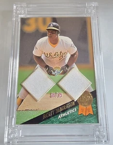 2024 JERSEY FUSION RICKEY HENDERSON A'S DUAL PATCH JERSEY GAME WORN /75 IN GAME - Picture 1 of 3