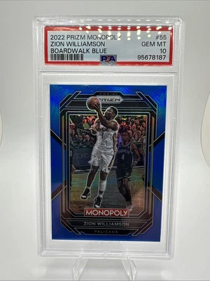 2022 Panini Prizm Monopoly - Zion Williamson #55 Boardwalk Blue /15 PSA 10 - Image 1 of 2