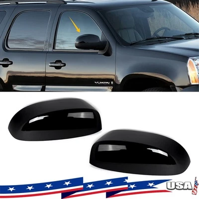 For 2007-2014 GMC Sierra/GMC Yukon/GMC Yukon XL Gloss Black Mirror Covers Caps - Image 1 of 4