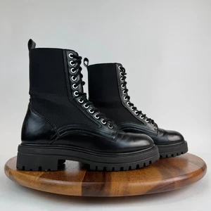 Nuevas botas de combate al tobillo Steve Madden Kenny de cuero negro talla 8 M nuevas sin caja para mujer - Imagen 1 de 9