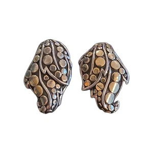 John Hardy Sterling 18K Palu Blatt Punkte Leverback Ohrring - Bild 1 von 6