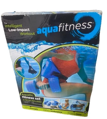 Aqua 6 件套健身套装:水上游泳带阻力手套哑铃锻炼 — 第 1/4 张图片