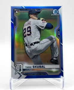 Tarjeta de novato Bowman 2021 cromada - #28 Tarik Skubal RC - refractor azul/150 - Imagen 1 de 11
