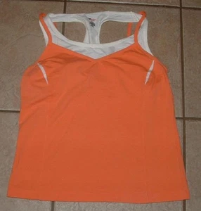 Coral Orange Sz Jr XL Soft Stretchy Cotton Shelf Bra Layered Tank Top SJB ACTIVE - Picture 1 of 3